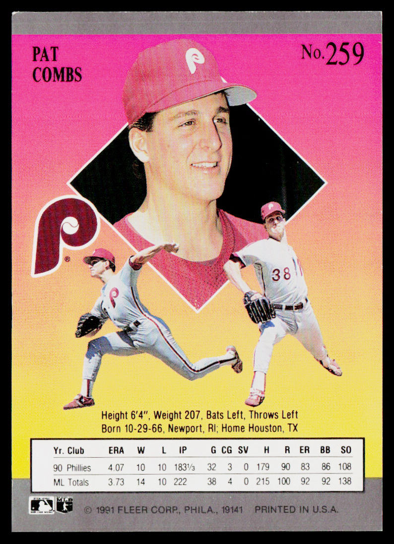 Pat Combs 1991 Ultra #259 Philadelphia Phillies