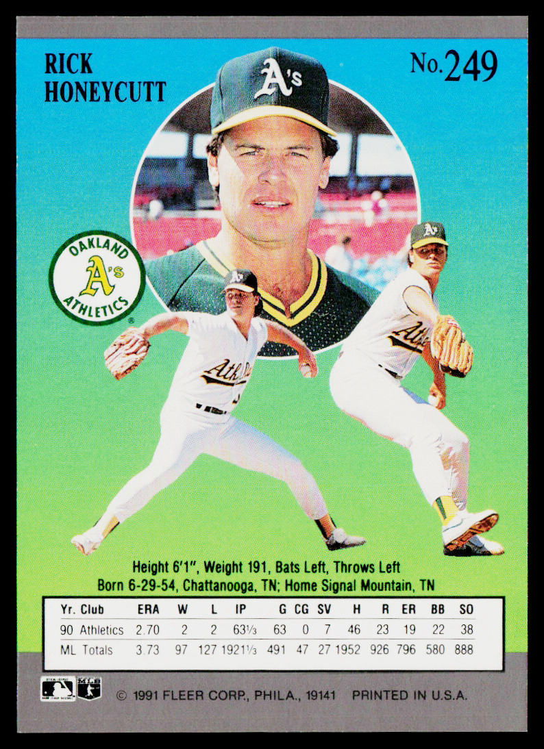 Rick Honeycutt 1991 Ultra #249 Oakland Athletics