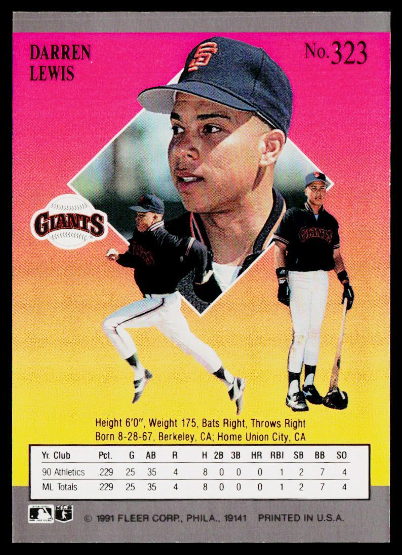 Darren Lewis 1991 Ultra #323 San Francisco Giants