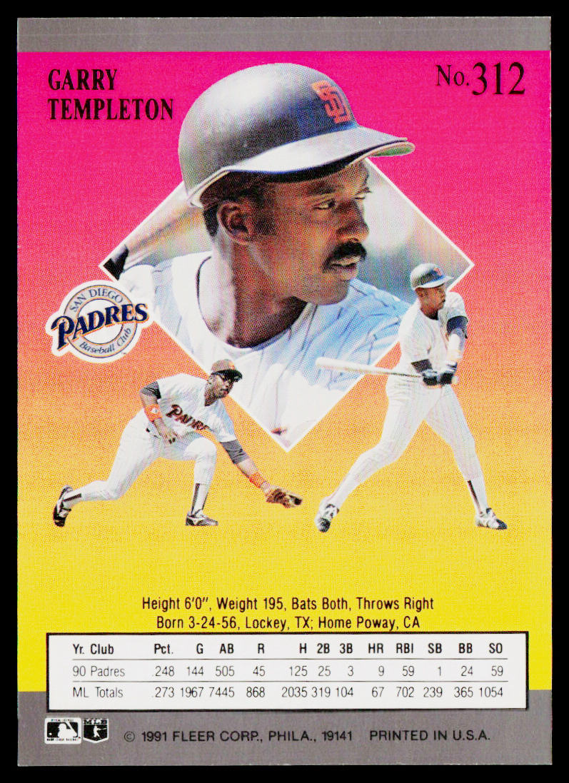 Garry Templeton 1991 Ultra #312 San Diego Padres