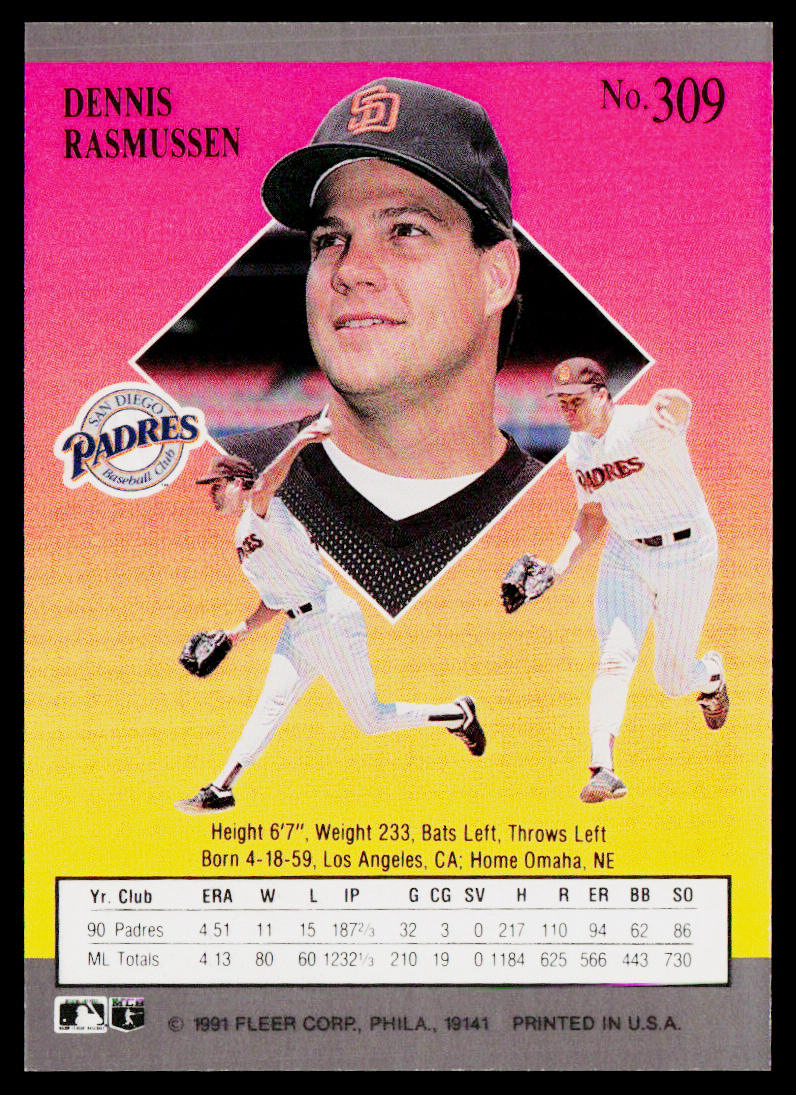 Dennis Rasmussen 1991 Ultra #309 San Diego Padres