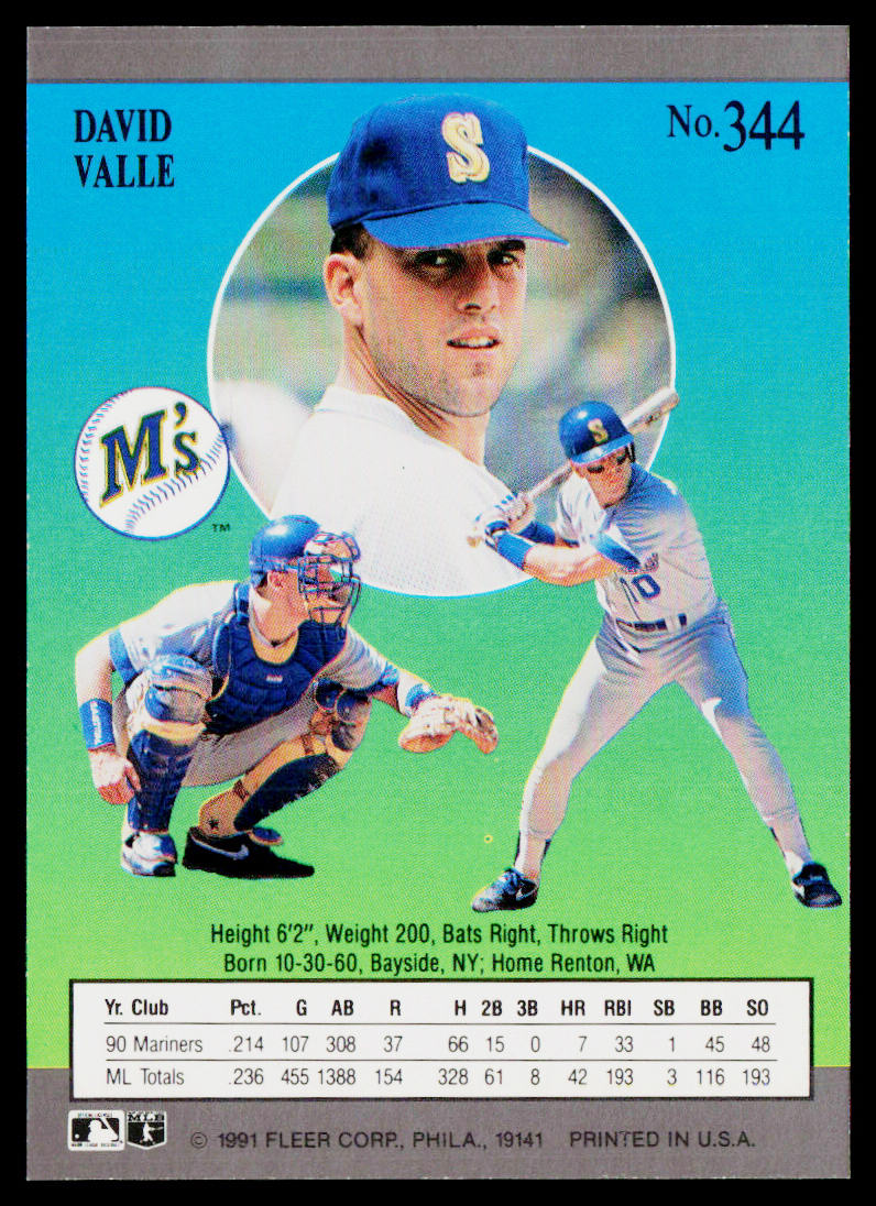 David Valle 1991 Ultra #344 Seattle Mariners