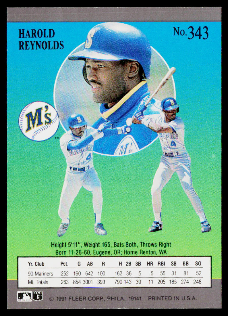 Harold Reynolds 1991 Ultra #343 Seattle Mariners