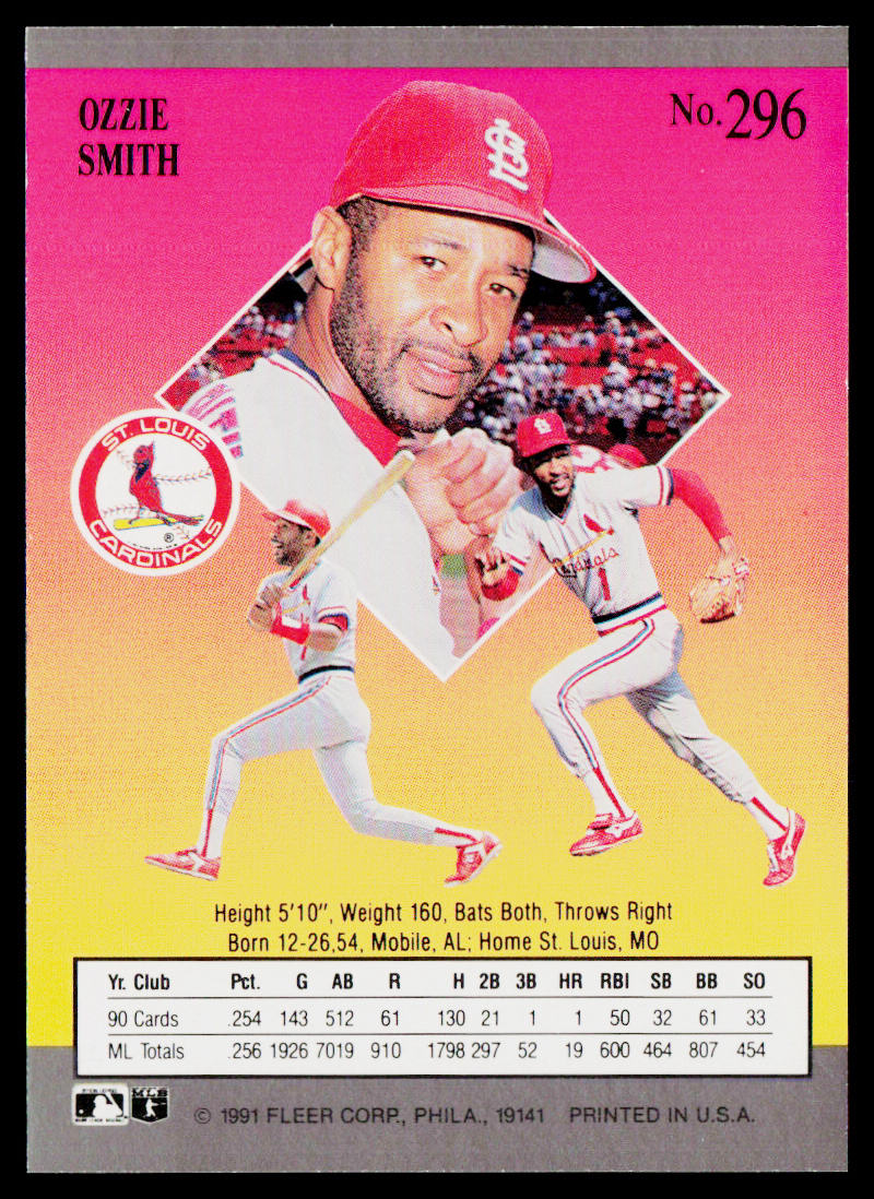 Ozzie Smith 1991 Ultra #296 St. Louis Cardinals