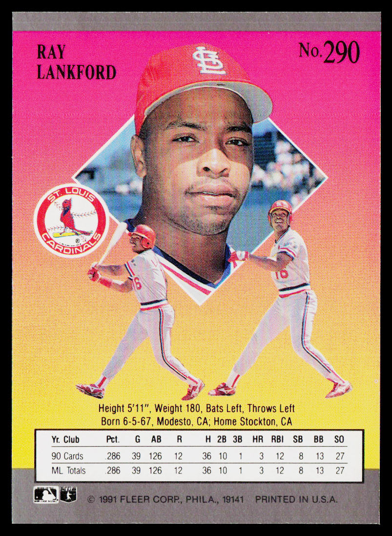 Ray Lankford 1991 Ultra #290 St. Louis Cardinals