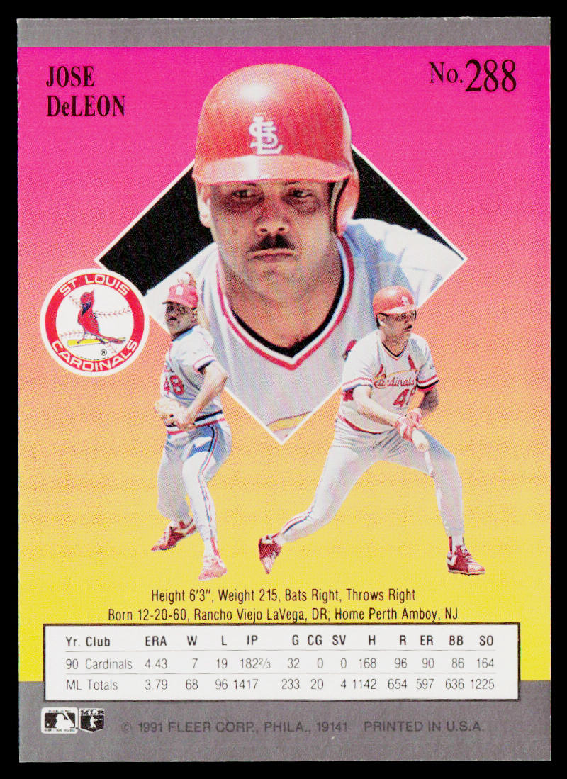Jose DeLeon 1991 Ultra #288 St. Louis Cardinals