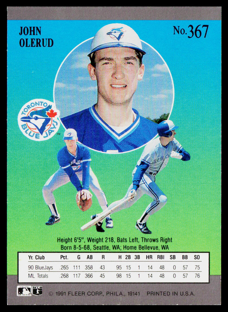 John Olerud 1991 Ultra #367 Toronto Blue Jays