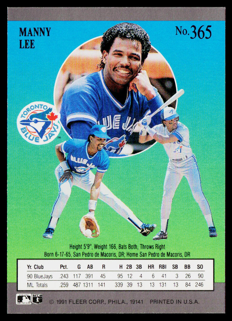 Manny Lee 1991 Ultra #365 Toronto Blue Jays