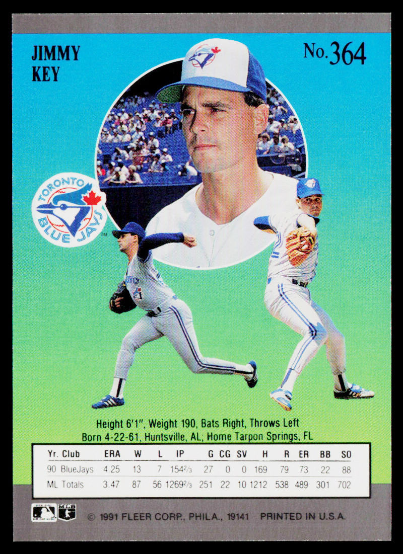 Jimmy Key 1991 Ultra #364 Toronto Blue Jays