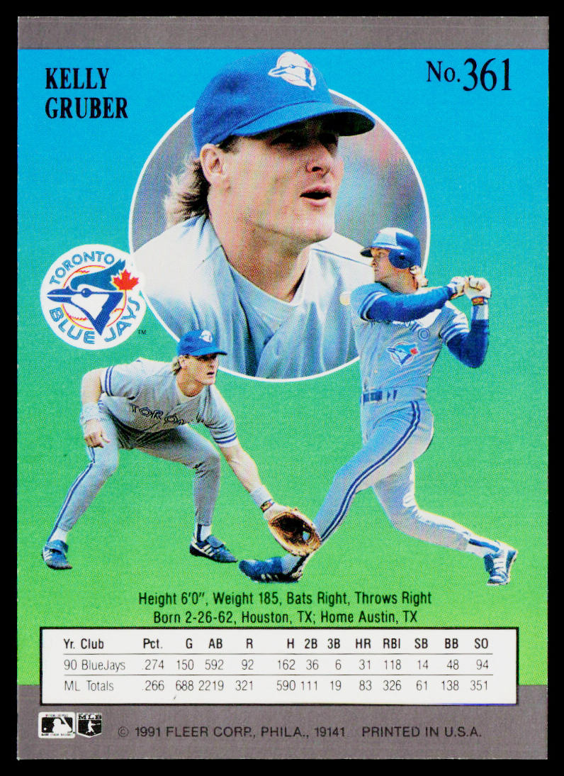 Kelly Gruber 1991 Ultra #361 Toronto Blue Jays