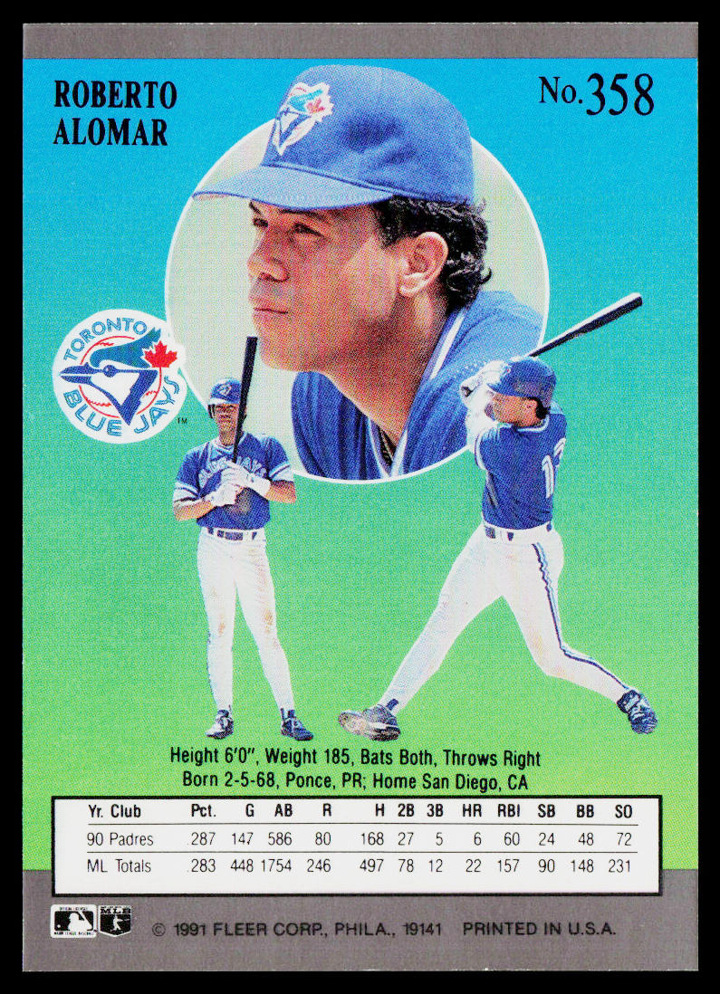 Roberto Alomar 1991 Ultra #358 Toronto Blue Jays