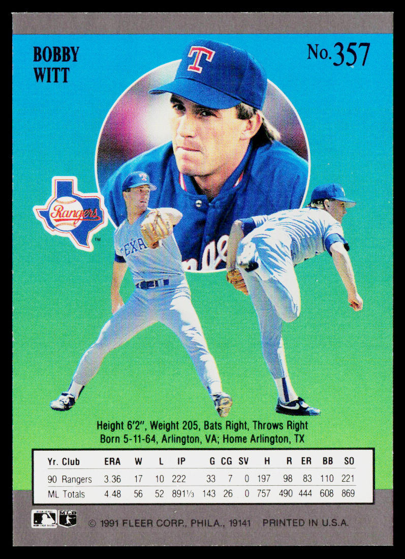 Bobby Witt 1991 Ultra #357 Texas Rangers