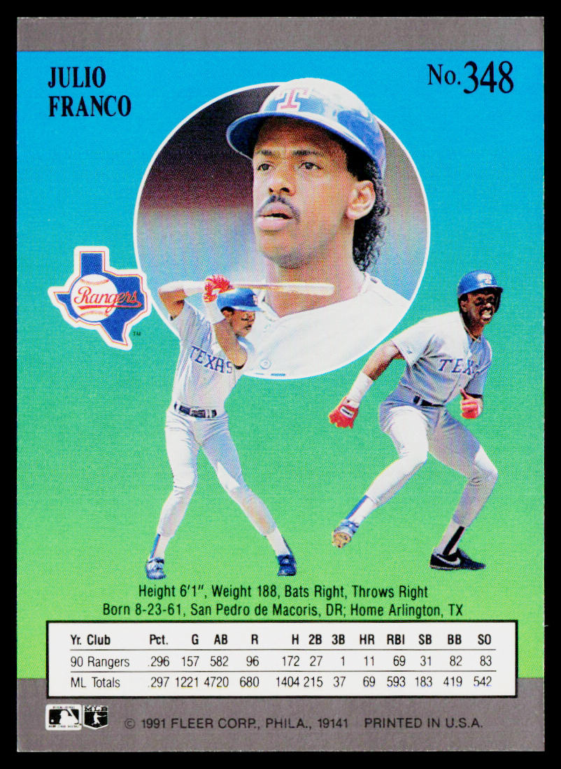 Julio Franco 1991 Ultra #348 Texas Rangers