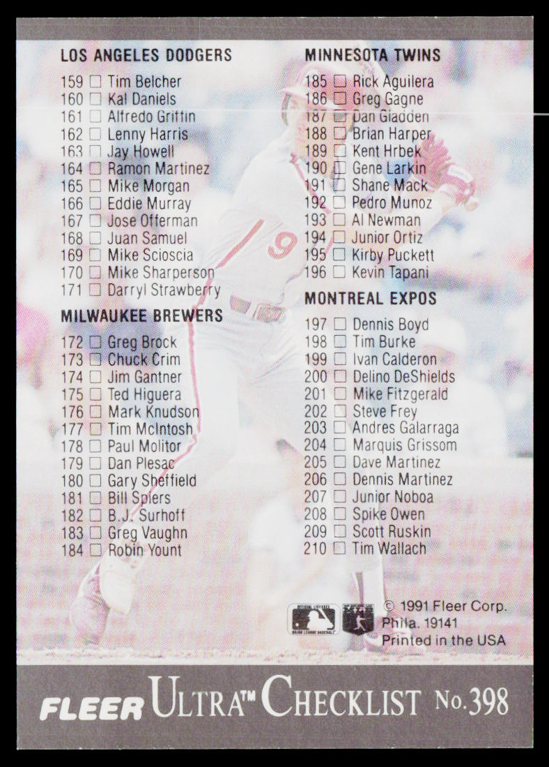 Checklist: 104-210 1991 Ultra #398