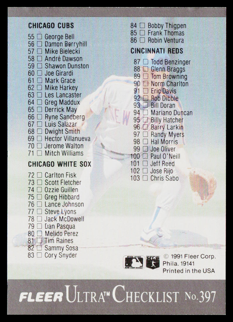 Checklist: 1-103 1991 Ultra #397