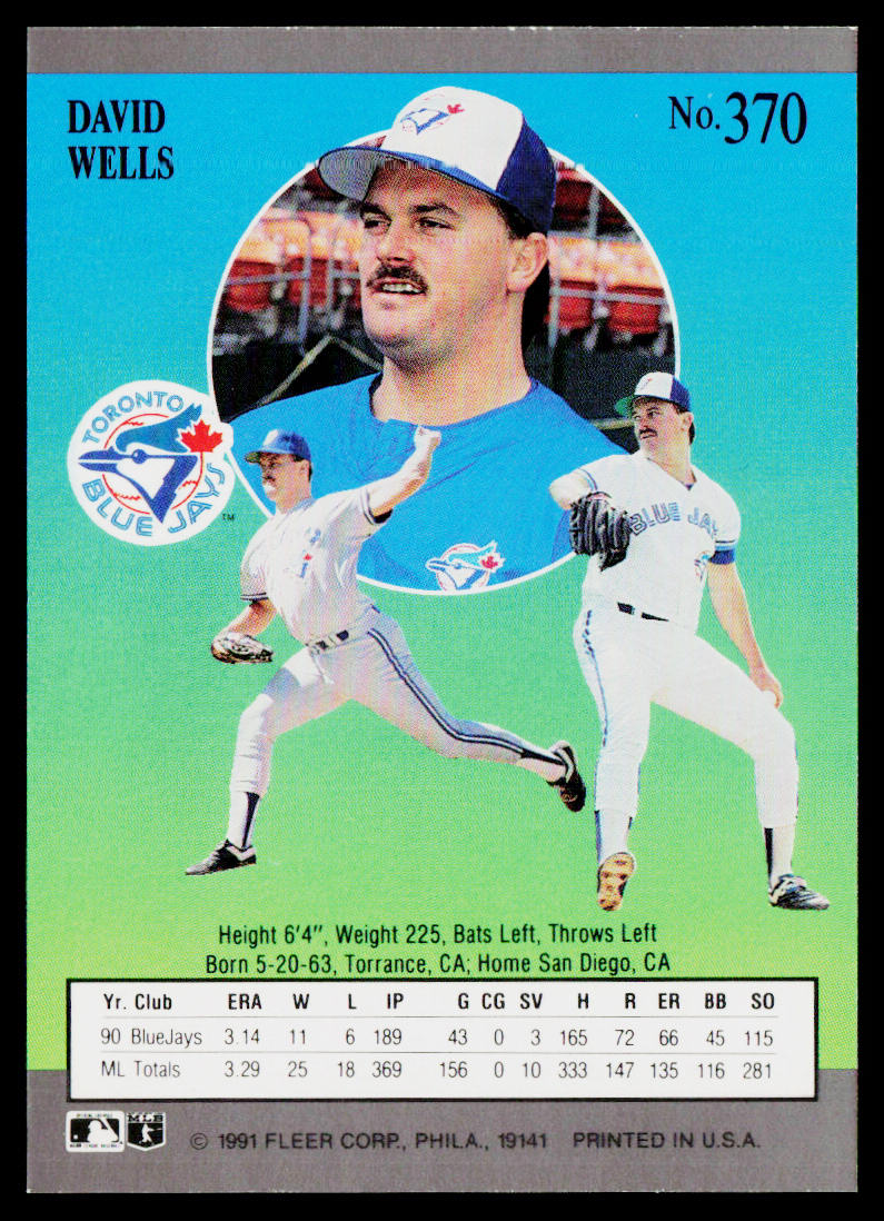 David Wells 1991 Ultra #370 Toronto Blue Jays