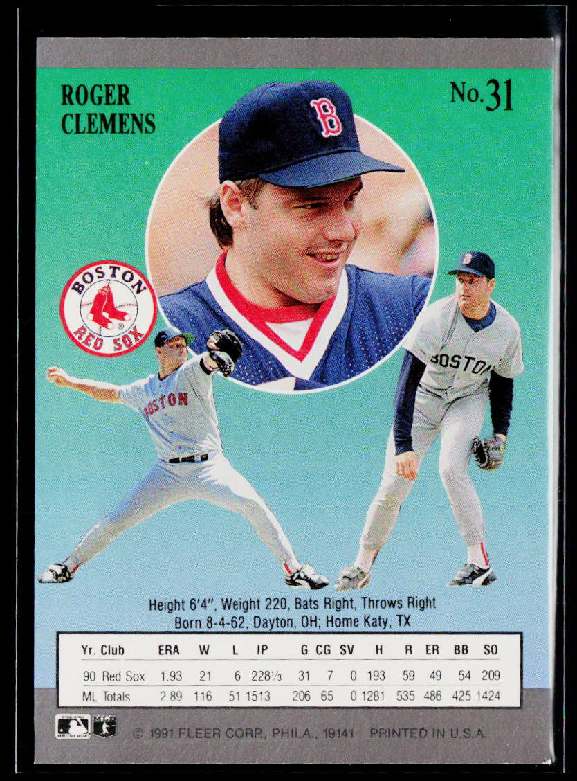 Roger Clemens 1991 Ultra #31 Boston Red Sox