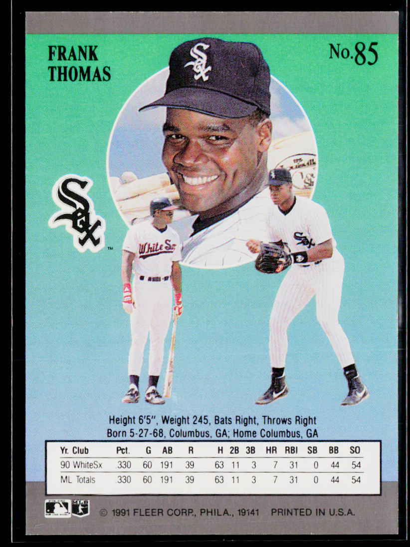 Frank Thomas 1991 Ultra #85 Chicago White Sox