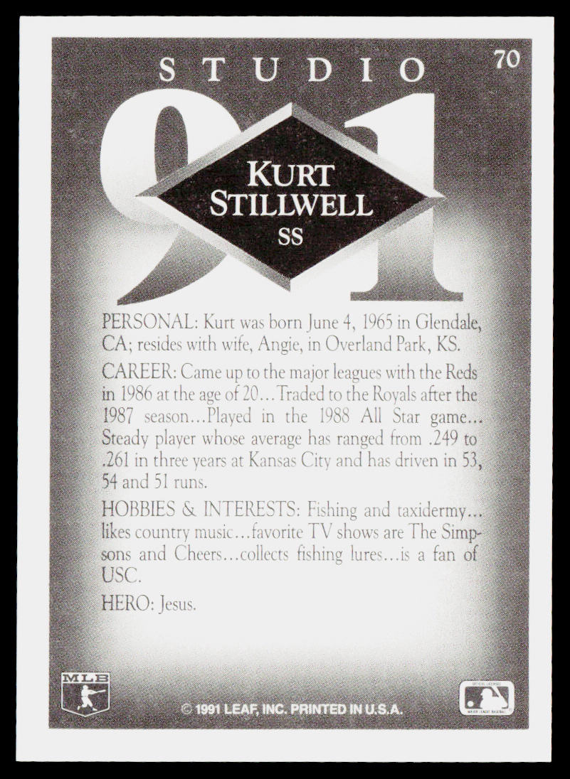 Kurt Stillwell 1991 Studio #70 Kansas City Royals