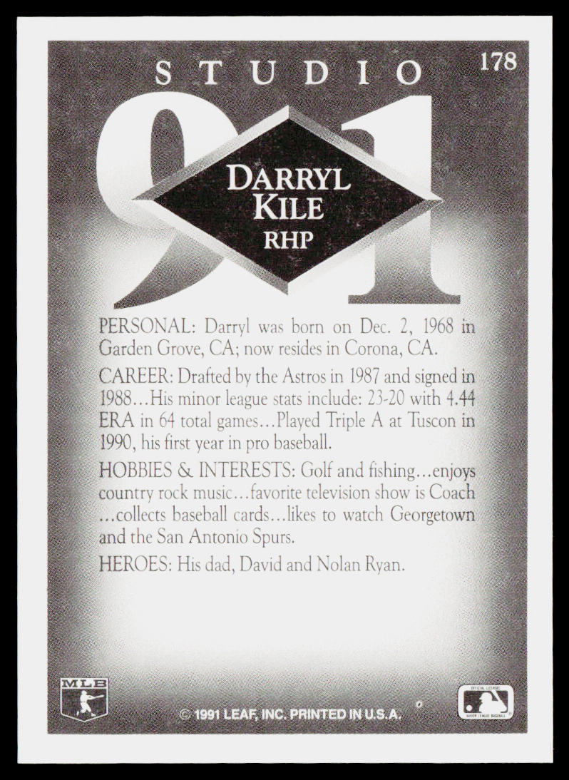 Darryl Kile 1991 Studio #178 Houston Astros
