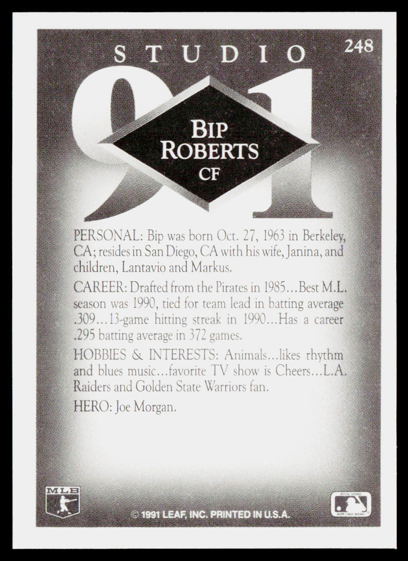 Bip Roberts 1991 Studio #248 San Diego Padres