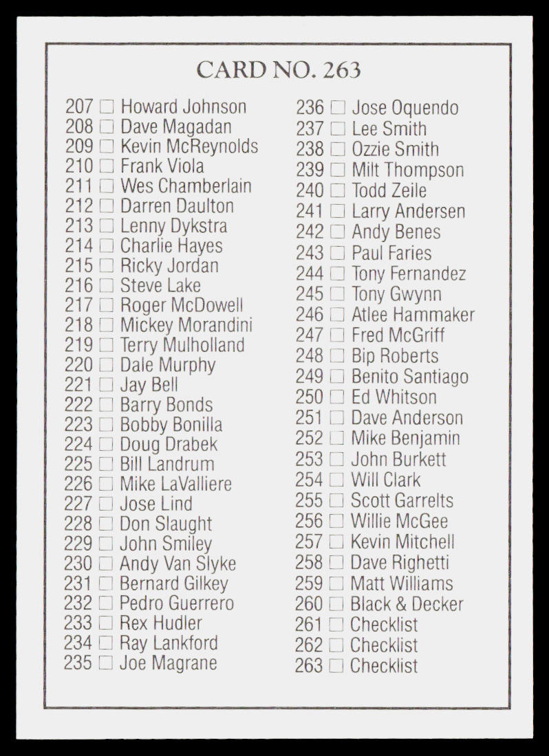 Tony LaRussa 1991 Studio #263 Oakland Athletics