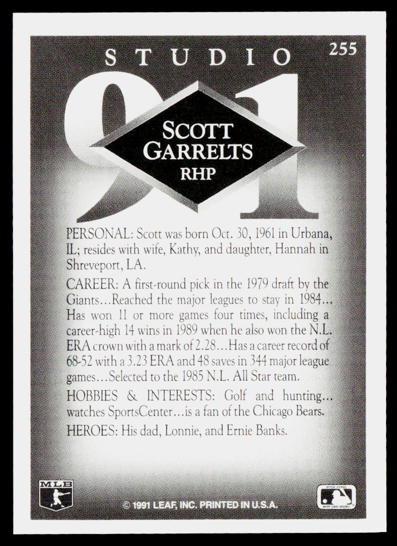 Scott Garrelts 1991 Studio #255 San Francisco Giants