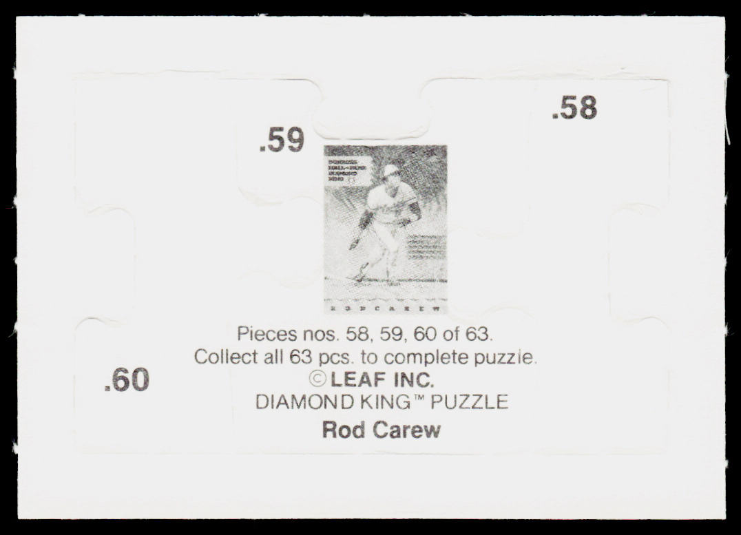 Rod Carew 1991 Studio Rod Carew Puzzle #58-60 Minnesota Twins