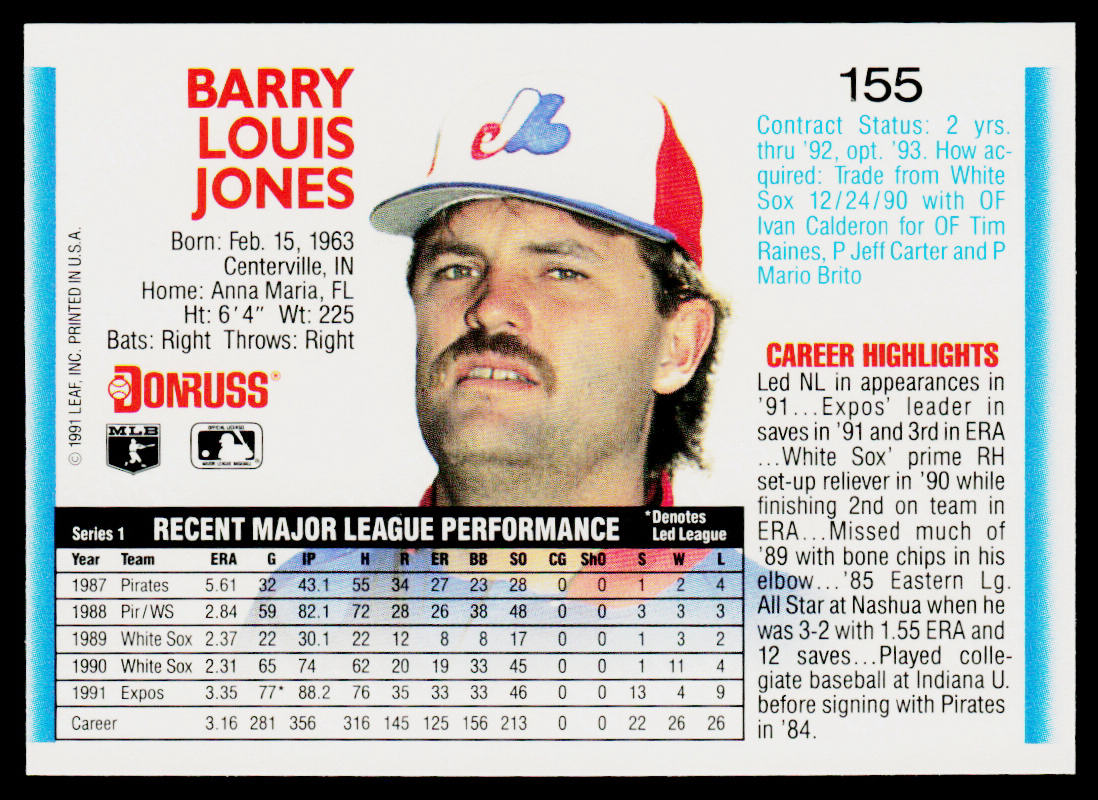 Barry Jones 1992 Donruss #155 Montreal Expos