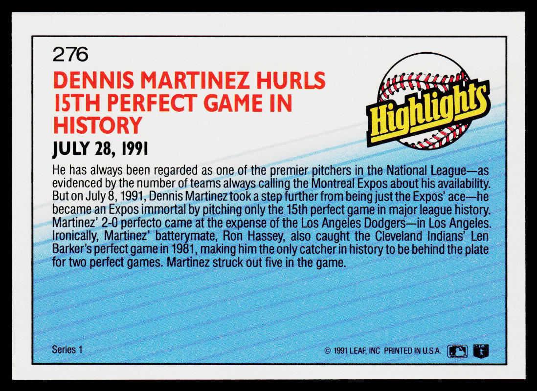 Dennis Martinez 1992 Donruss #276 Montreal Expos