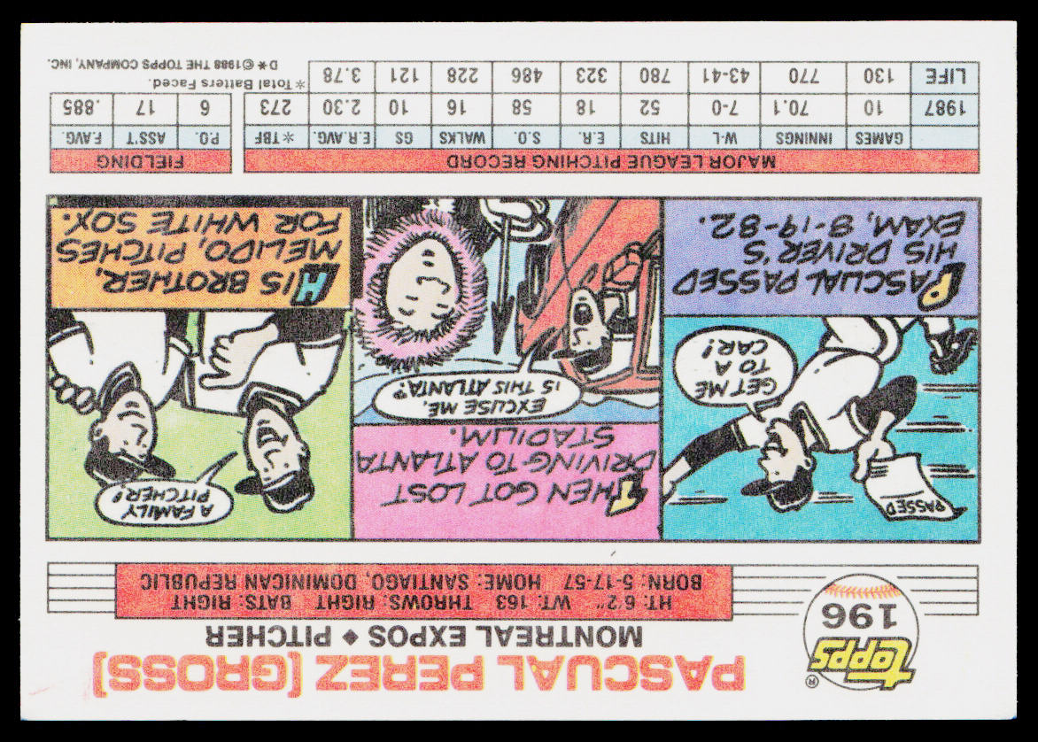 Pascual Perez 1988 Topps Big #196 Montreal Expos