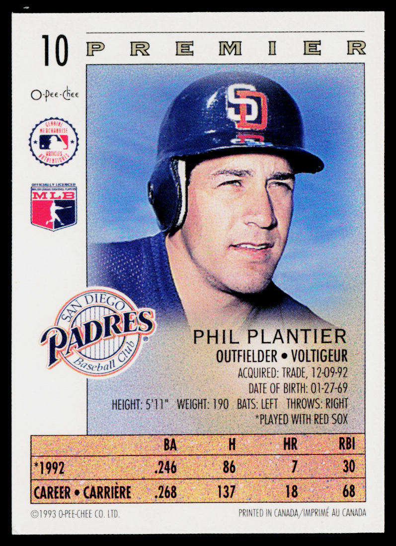 Phil Plantier 1993 O-Pee-Chee Premier #10 San Diego Padres