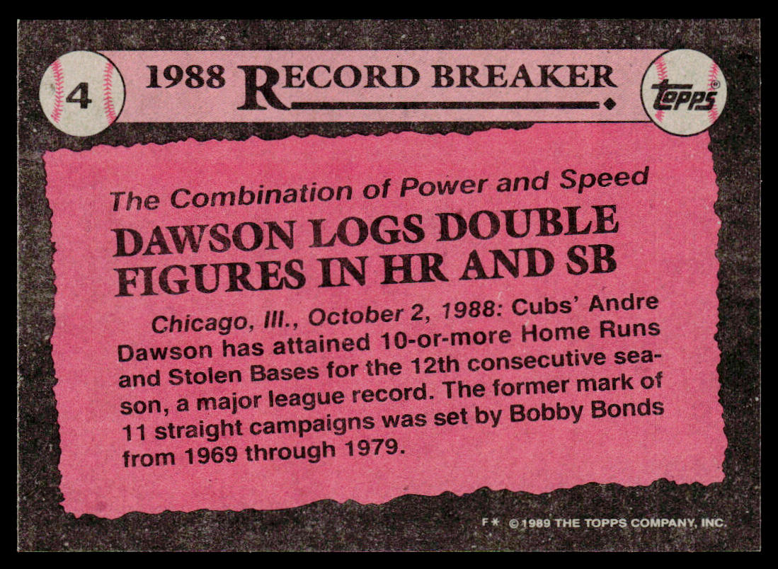 Andre Dawson 1989 Topps #4 Chicago Cubs