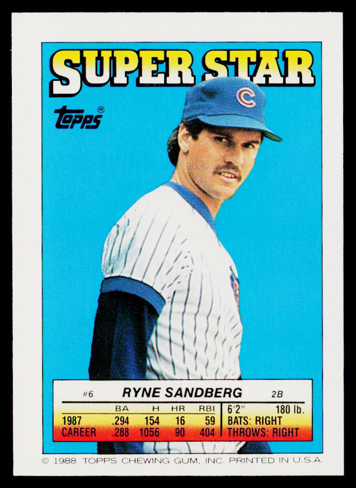 Ryne Sandberg 1988 Topps Stickers #100 / 190b