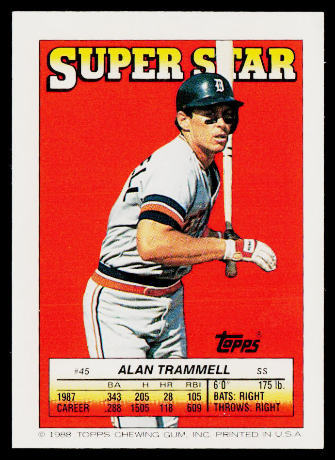 Alan Trammell 1988 Topps Stickers #82 / 258c