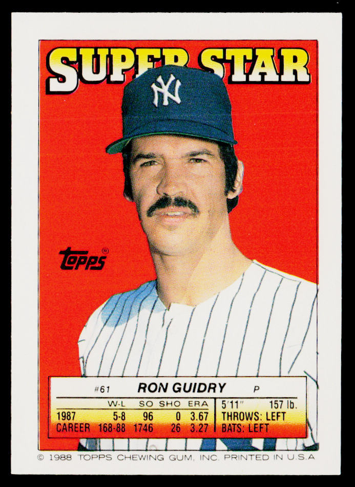 Ron Guidry 1988 Topps Stickers #37 / 260d
