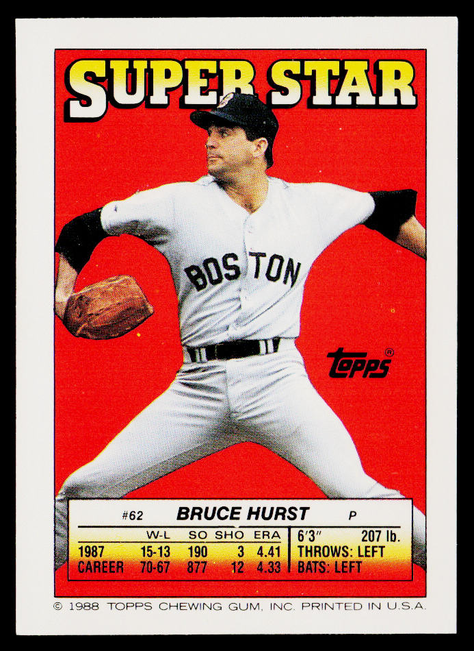 Bruce Hurst 1988 Topps Stickers #26 / 216d