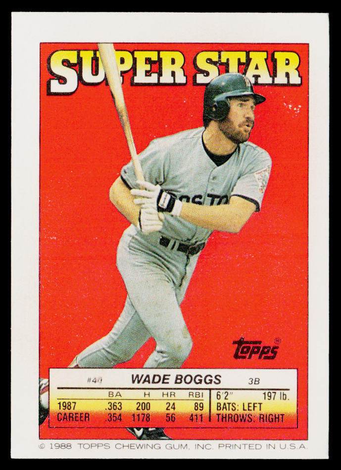 Wade Boggs 1988 Topps Stickers #99 / 218c