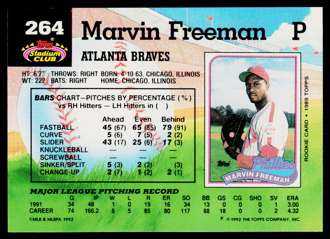 Marvin Freeman 1992 Stadium Club #264 Atlanta Braves