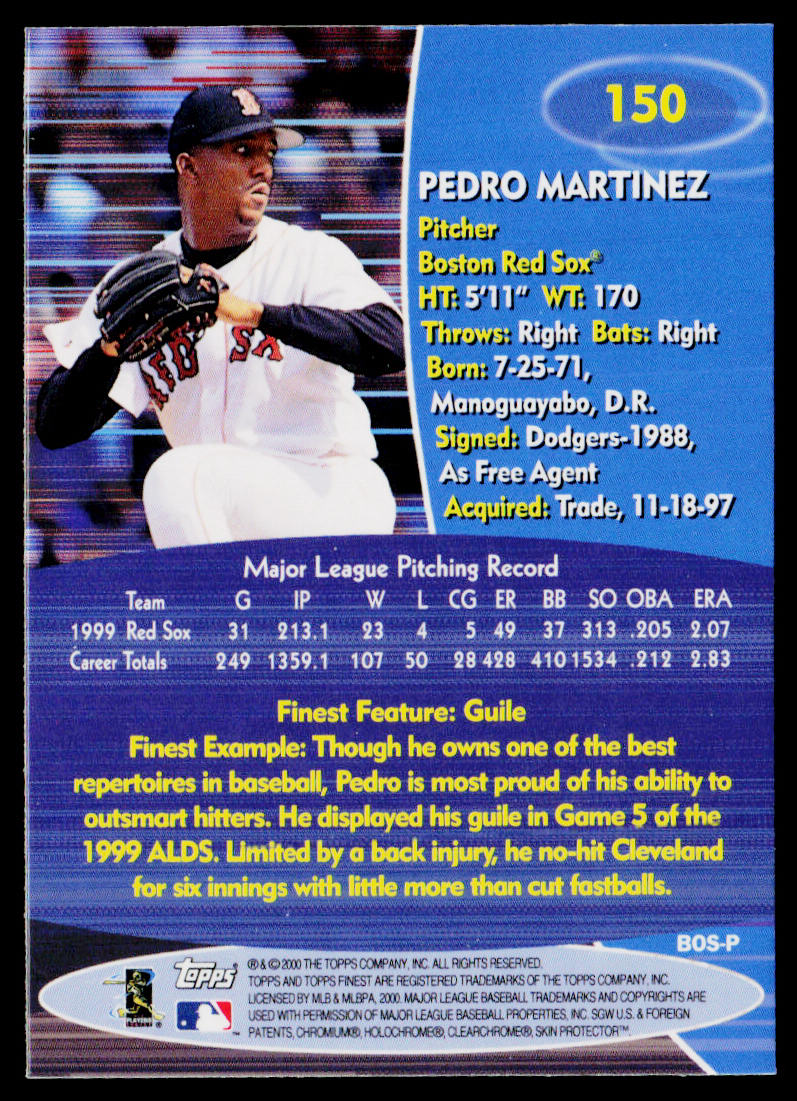 Pedro Martinez 2000 Finest #150 Boston Red Sox