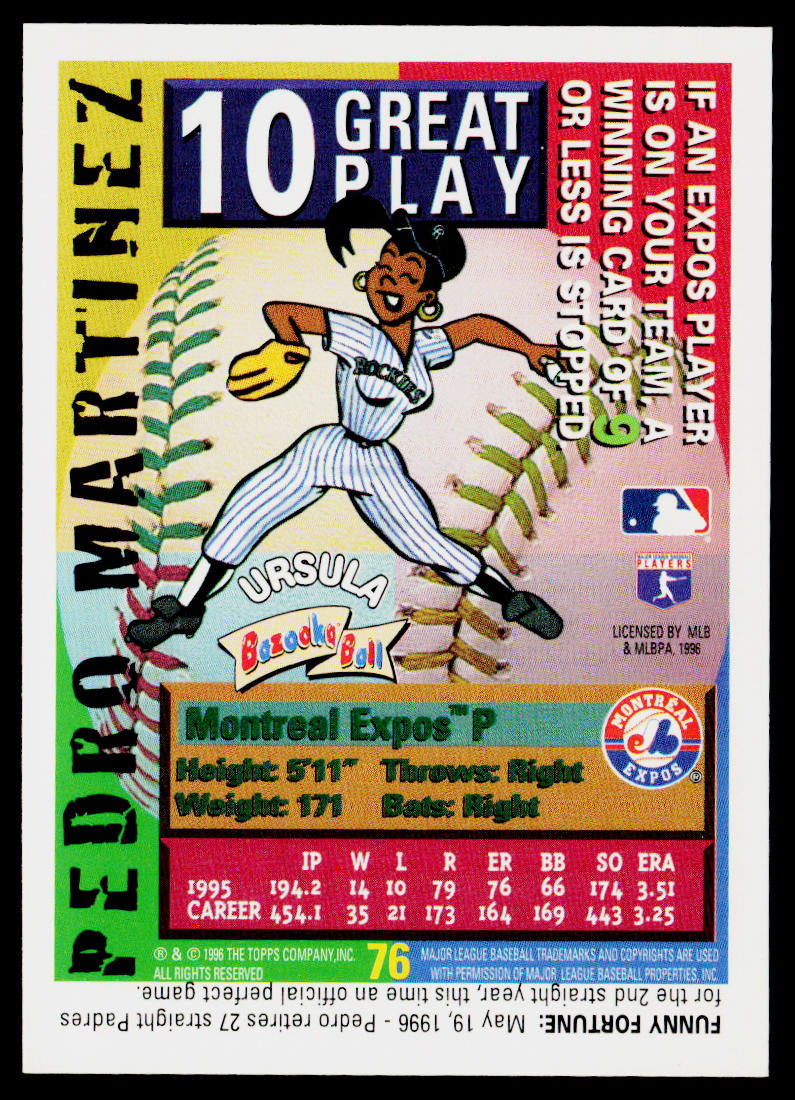 Pedro Martinez 1996 Bazooka #76 Montreal Expos