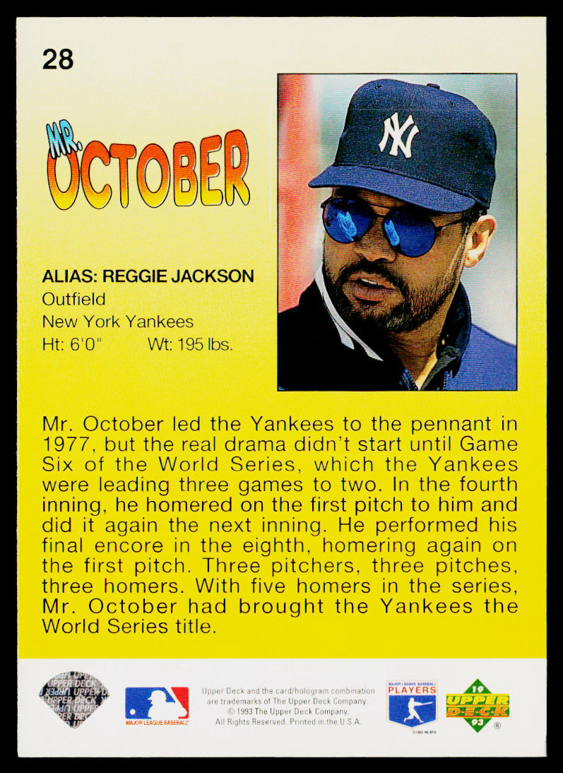 Mr. October 1993 Upper Deck Fun Pack #28 New York Yankees