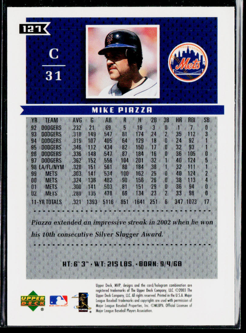 Mike Piazza 2003 Upper Deck MVP #127 New York Mets
