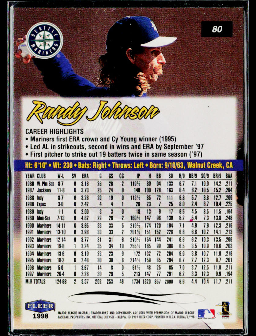 Randy Johnson 1998 Ultra #80 Seattle Mariners