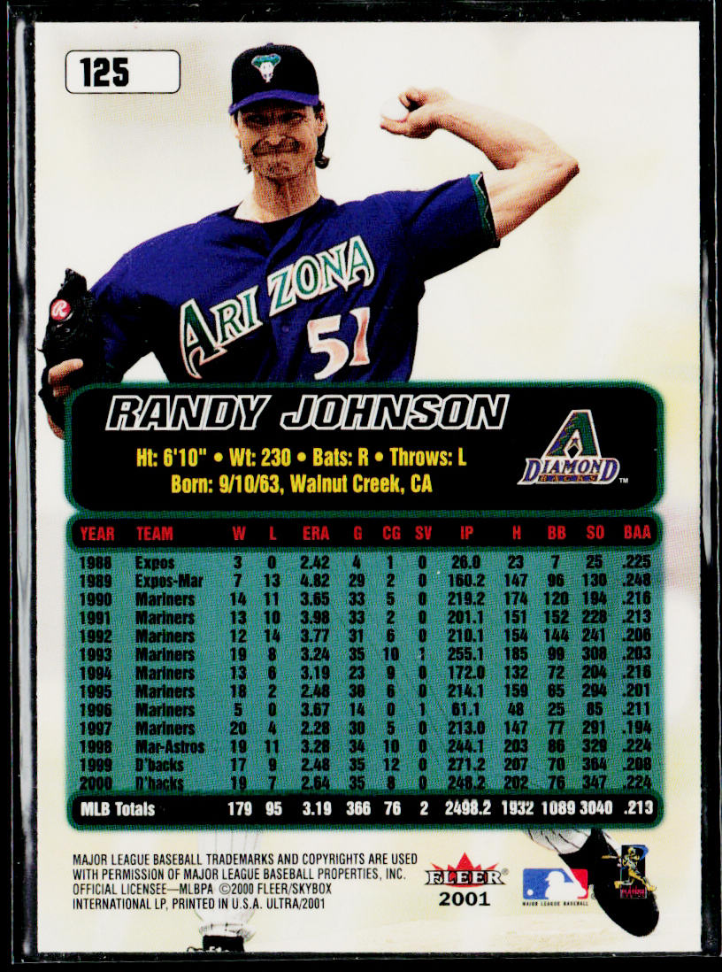 Randy Johnson 2001 Ultra #125 Arizona Diamondbacks