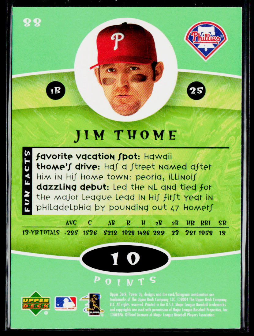 Jim Thome 2004 Upper Deck Power Up #88 Philadelphia Phillies