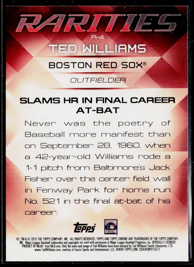 Ted Williams 2015 Topps Update Rarities #R-4 Boston Red Sox