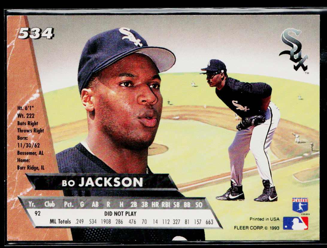 Bo Jackson 1993 Ultra #534 Chicago White Sox