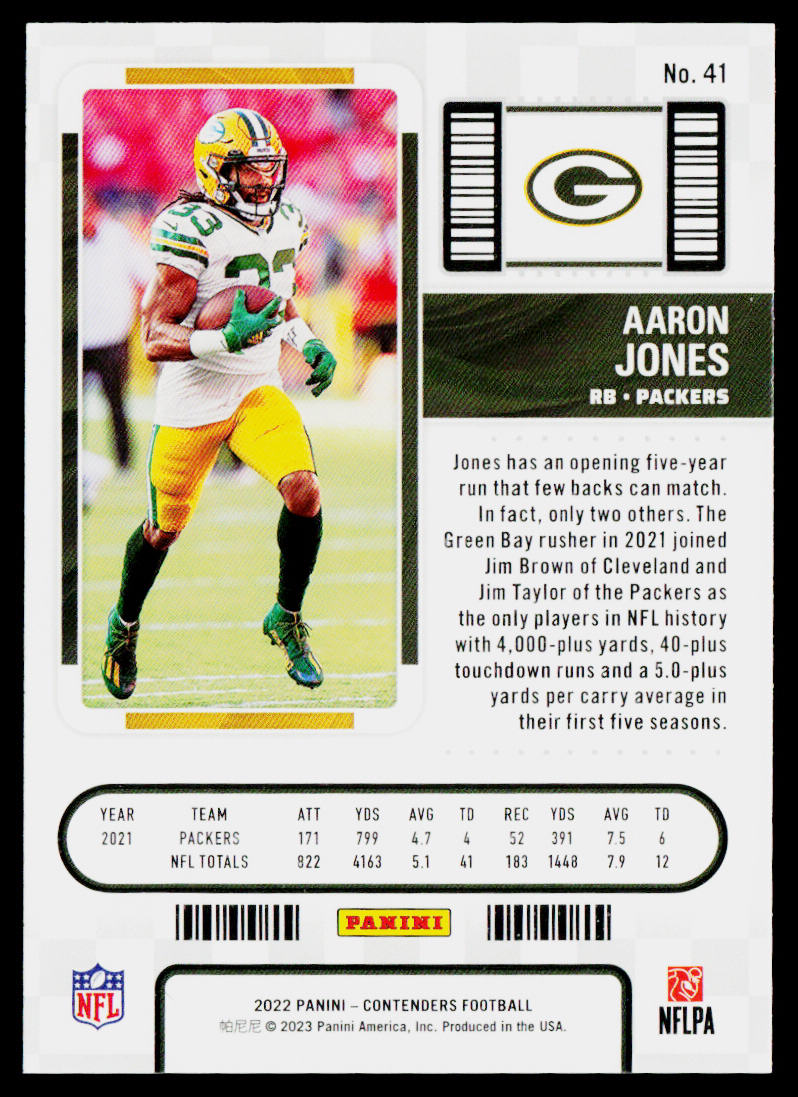 Aaron Jones 2022 Panini Contenders #41 Green Bay Packers
