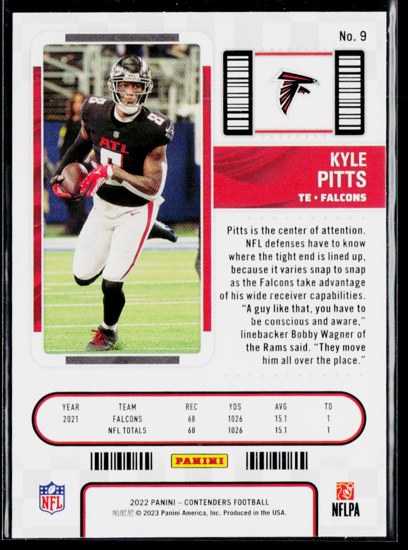 Kyle Pitts 2022 Panini Contenders #9 Atlanta Falcons